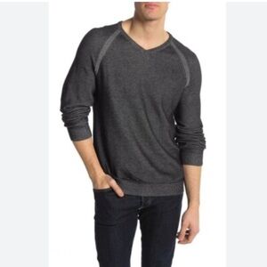 Tailor Vintage Mens Sweater V-Neck
Textured Pullover in Black Size M
